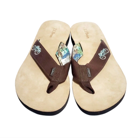 LL Bean Women's Brown Nylon Slip On Thong Flip Flop Sandals Size 9 Medium. - Picture 7 of 12